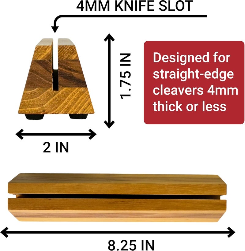 Nomware Cleaver Stand | 8.25-inch wood meat cleaver knife storage block (Teak, 4mm) - Image 2